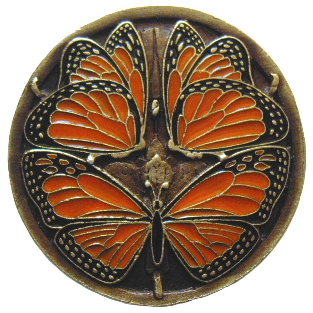 Notting Hill NHK-145-BE Monarch Butterflies Knob Enameled Antique Brass